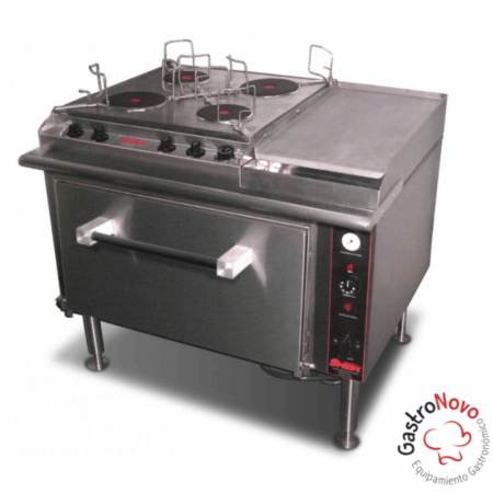 Cocina Industrial con Anafe de 4 Hornallas, Horno y Bifera
