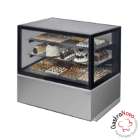 Exhibidora Cubo Vidrio Acero Inoxidable Panadera Tortera Heladera Refrigerada 90 cm 3 niveles