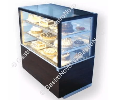 Exhibidora 900cm Tartas Confitera Panadera Vidrio – Acero Inox. – SIN FRIO KUBO - Imagen 4