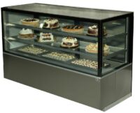 Exhibidora 1200cm Tartas Confitera Panadera Vidrio – Acero Inox. - SIN FRIO KUBO