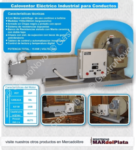 Caloventor Industrial Para Conductos 15kw - Imagen 2
