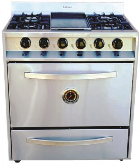 Cocina Industrial Kokken 76×62 cm 4 Hornallas y 1 Plancha 4mm