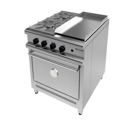 Cocina Industrial 700 Acero Inox A Gas 2 Hornallas Y Plancha