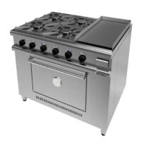 Cocina Industrial 1045 Acero Inox A Gas 4 Hornalla Y Plancha