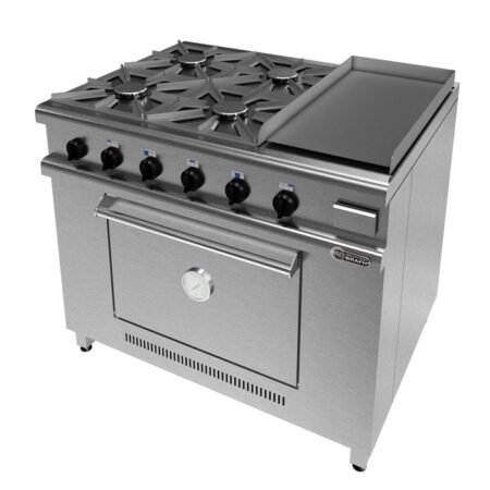 Cocina Industrial 1045 Acero Inox A Gas 4 Hornalla Y Plancha