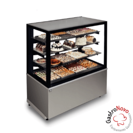 Exhibidora Cubo Vidrio Acero Inoxidable Panadera Tortera Heladera Refrigerada. 0,9mts 4 Niveles