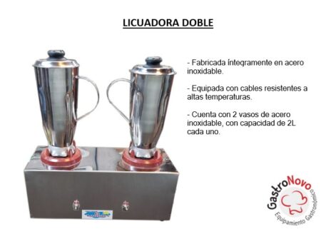 Licuadora Doble Dos Vasos De Acero Inoxidable Lourdes - Imagen 2