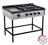 Anafe Cuatro Hornallas Y Plancha Con Base Multigas De Paolo
