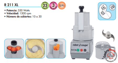 Cutter y corta Hortalizas 1 Velocidad Robot Coupe – R211XL - Imagen 2