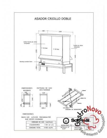Asador Criollo Con Puerta Doble. Cod Ac2p - Imagen 2