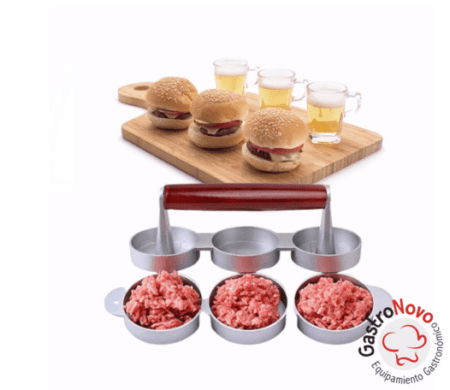 Molde Prensa Mini Hamburguesa Triple Aluminio Profesional - Imagen 3
