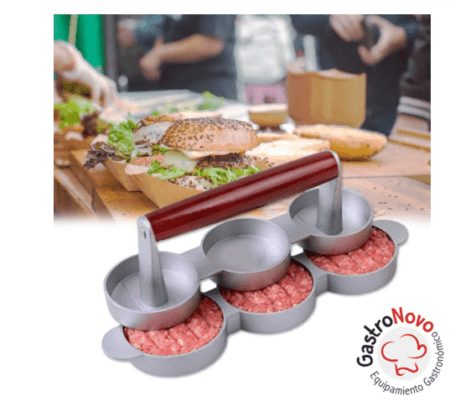 Molde Prensa Mini Hamburguesa Triple Aluminio Profesional - Imagen 4