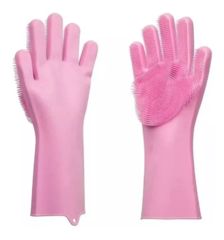 Guantes Premium Silicona Lava Plato Detergente Cocina Baño - Imagen 3