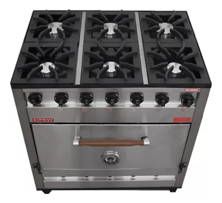 Cocina Industrial Pevi 6h 85cm Acero Inoxidable Puerta Ciega - Imagen 2