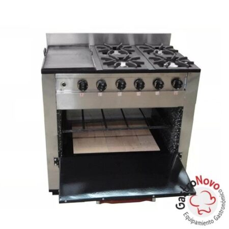 Cocina Pevi de 4 Hornallas con Plancha Bifera Con Horno Pizzero 85cm