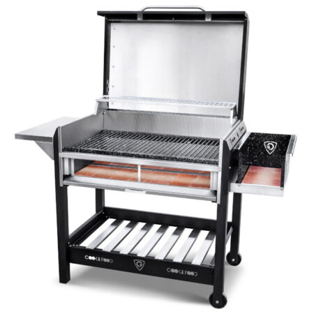 Parrilla Ciprés con Tapa a Leña De Acero Inoxidable 90cm Corbelli
