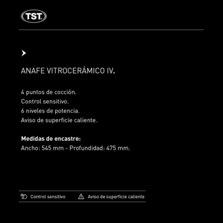 Anafe 4 Hornallas Eléctrico TST Vitro IV negro 220V - Imagen 5