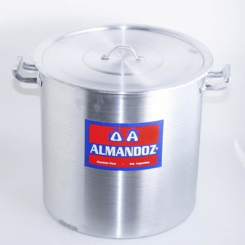 Olla Alta De Aluminio Gastronómica N° 34 Con Tapa 30 Litros