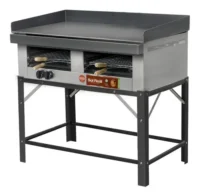 Plancha Lisa A Gas Con Carlitero Doble Con Base 1045 X 655 Sol Real