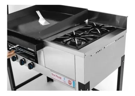 Plancha Gas Lomitera Multiple Con Anafe 2 Hornallas Sol Real - Imagen 4