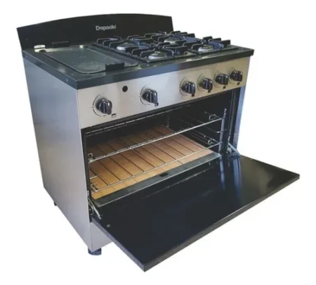 Cocina De 4 Hornallas Y Plancha Puerta Visor 900 Depaolo - Imagen 3