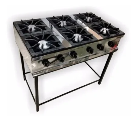 Anafe Industrial De Seis Hornallas 1050cm Acero Inoxidable