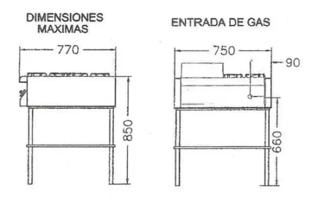 Plancha Hamburguesera A Gas Industrial Con Base 60x60 - Imagen 3