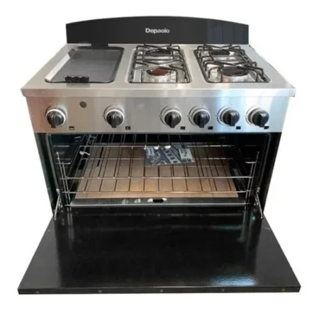 Cocina De 4 Hornallas Y Plancha Puerta Visor 900 Depaolo - Imagen 2