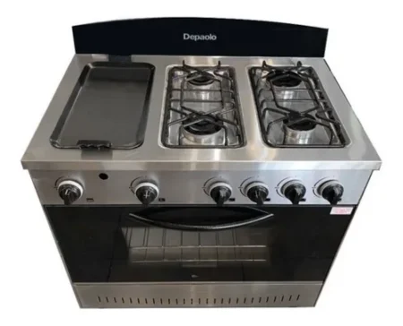 Cocina De 4 Hornallas Y Plancha Puerta Visor 900 Depaolo - Imagen 4
