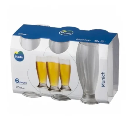 X6 Vasos Cerveza Munich Vidrio Nadir 300 Ml Bazar Catering - Imagen 2