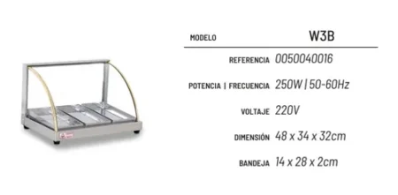 Mantenedor De Comida Caliente Curvo Eléctrico 48 Cm Warmer - Imagen 2
