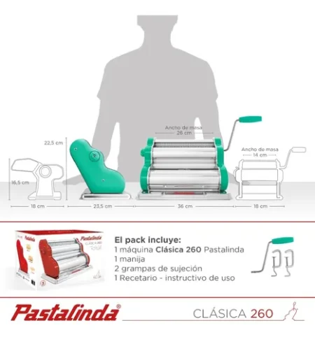 Pastalinda Maquina Clasica Original 260 Mm Verde - Imagen 3