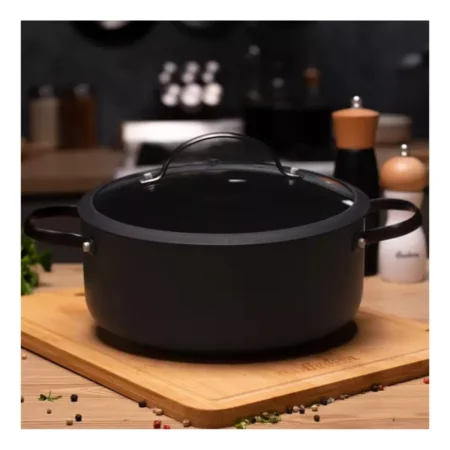 Cacerola Antiadherente Tapa Vidrio Total Black 24 Cm Hudson - Imagen 2