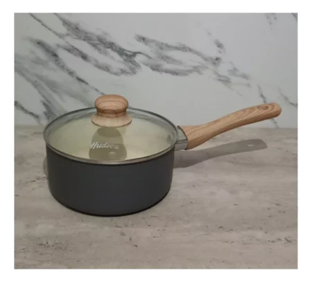 Cacerola De Ceramica Tapa Vidrio Con Mango 18cm Crema Hudson - Imagen 3