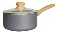 Cacerola De Ceramica Tapa Vidrio Con Mango 18cm Crema Hudson