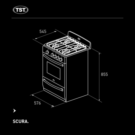 Cocina Multigas 4 Hornallas Puerta Visor 58 Cm Scura Tst - Imagen 3