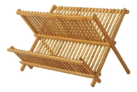 Escurridor De Platos Plegable De Bambu 16 Platos