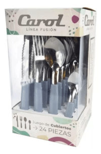 Set 24 Cubiertos Caja Visor Gris Linea Fusion