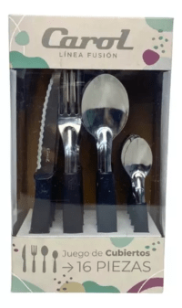 Set 24 Cubiertos Caja Visor Linea Fusion Negro