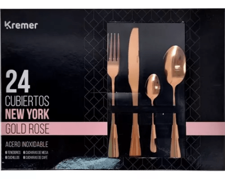 Juego De Cubiertos 24 Pz New York Gold Rose (kr1010) - Imagen 2