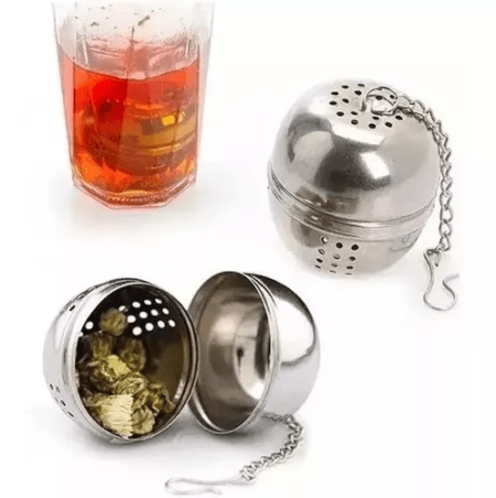 Infusor De Te En Hebras Con Cadena Bola Acero Inoxidable - Imagen 4