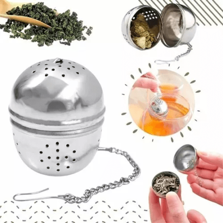Infusor De Te En Hebras Con Cadena Bola Acero Inoxidable - Imagen 3