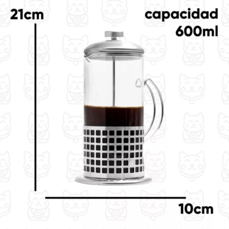 Cafetera Estilo Francesa Embolo De Vidrio 600ml - Imagen 4
