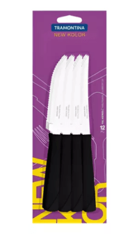 Cuchillo Tramontina New Kolor Mango Plastico Negro X12