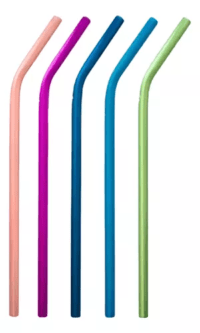 Kit De 10 Sorbetes Pajita Curvo 21cm Reutilizables Marlim