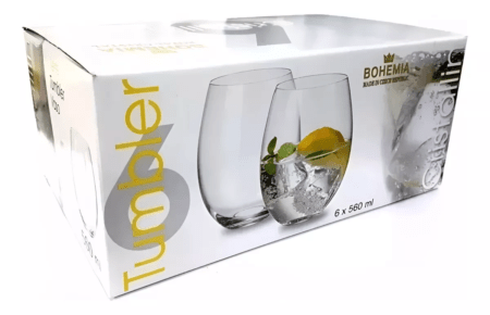Set X6 Vaso Copa Sin Tallo Pie 560ml Cristal Bohemia - Imagen 4