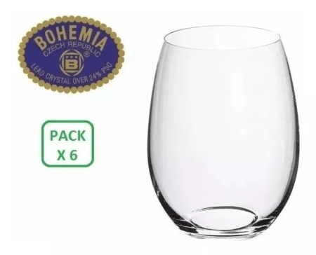 Set X6 Vaso Copa Sin Tallo Pie 560ml Cristal Bohemia - Imagen 5