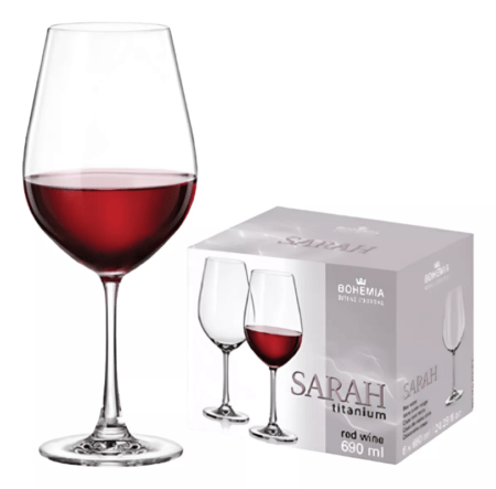 Set X6 Copa Copón Vino Cristal Bohemia Sarah 690ml - Imagen 2