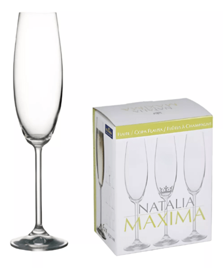Set X12 Copa Champagne De Cristal Maxima Bohemia - Imagen 2