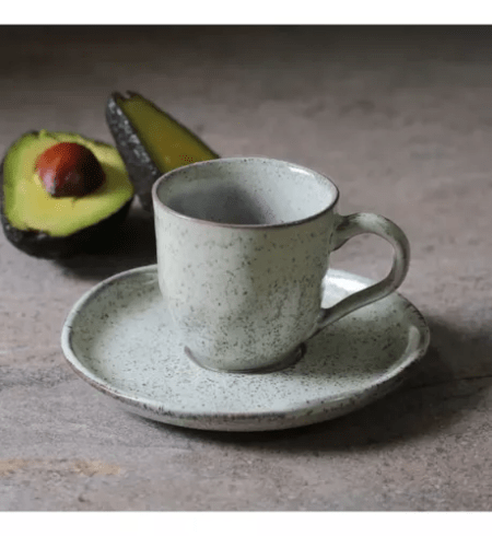 Set X4 Pocillo Cafe/plato 120ml Pistache Porto Brasil - Imagen 2